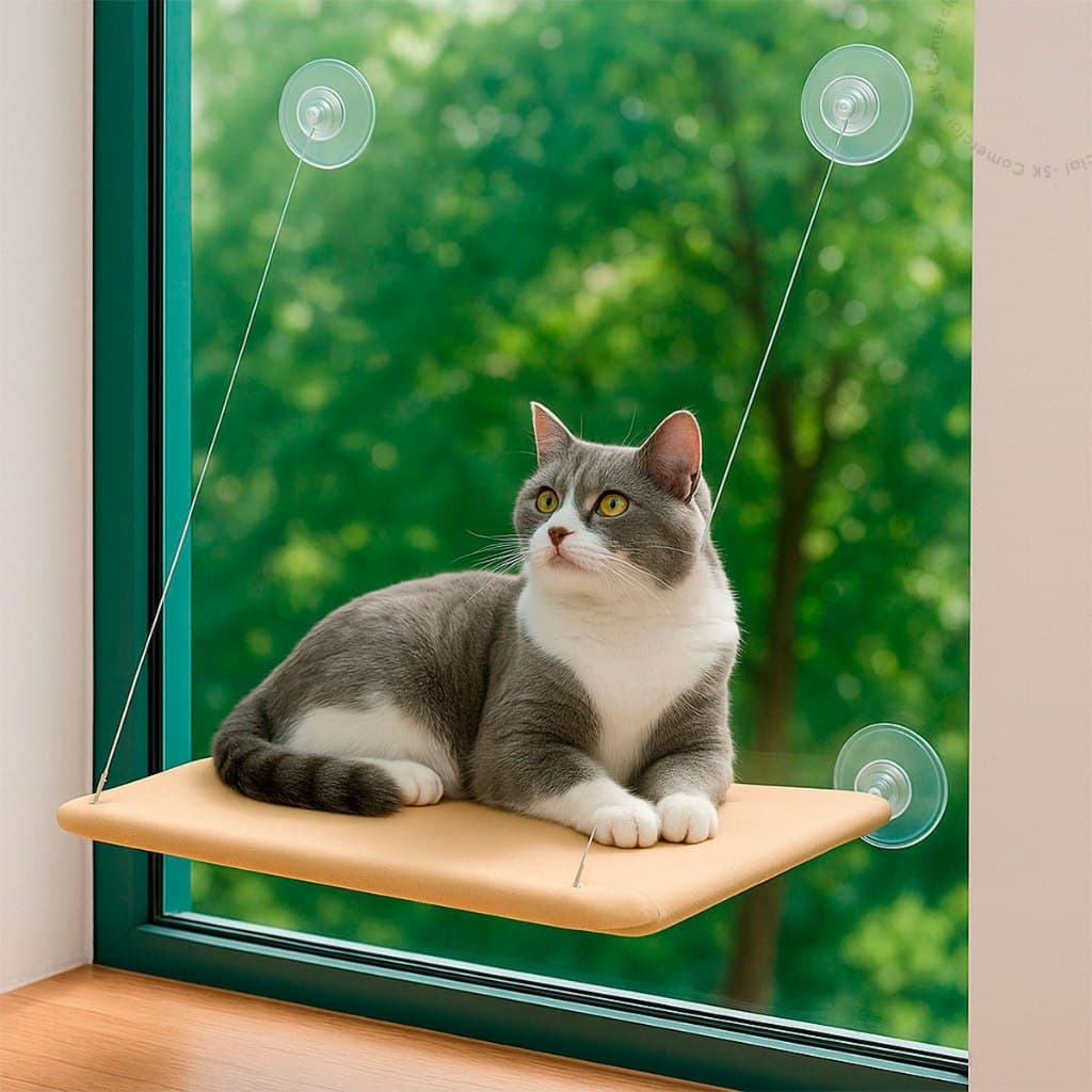 Cama Caminha De Janela Para Gatos Com Ventosas Suspensa Rede Animal De Estimação