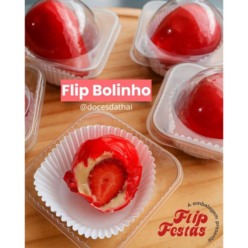 10~100 Embalagem Flip Morango do Amor Bolinho com Tampa Bolha Cristal Bolo Brigadeiro Coxinha