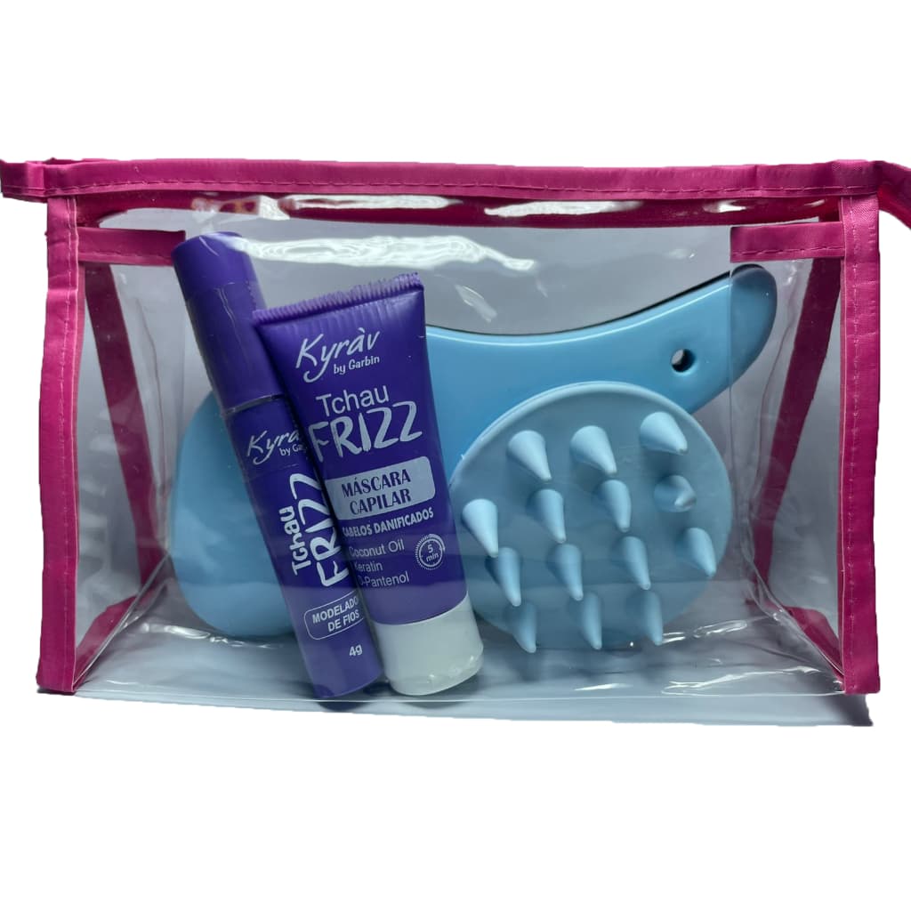 Kit Viagem Anti Frizz Mascara ,modelador,escova,massageador,necessaire Novidade Envio imediato