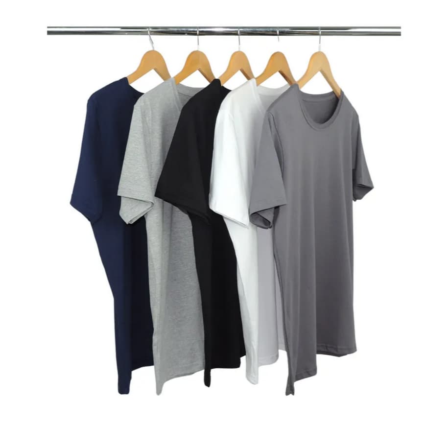 Kit 5 Camiseta Lisa Algodão + Elastano Qualidade 100% Envio Imediato Varias Cores