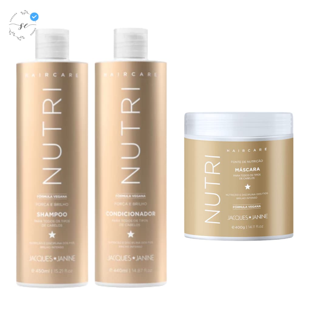 100% Vegano Nutrição Intensa Shampoo + Condicionador Força, Brilho e Anti-Frizz Jacques Janine PRÓ