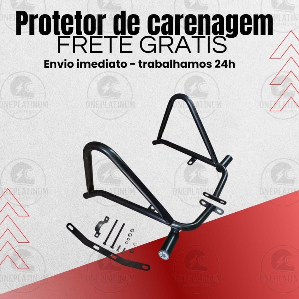 Protetor Motor Carenagem Fazer Factor 150 Slider Moto Preto Reforçado Facil Instalação + Brinde