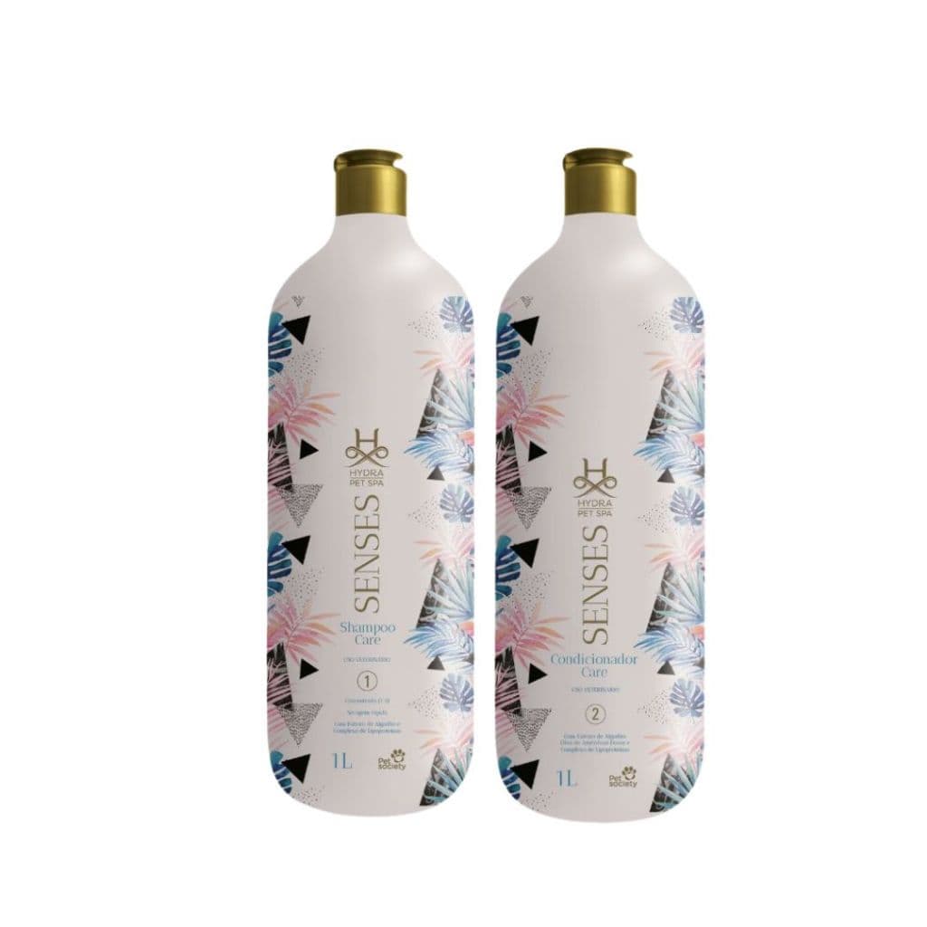 Kit Shampoo + Condicionador Cães Gatos Hydra Pet Spa Senses Care - 1L