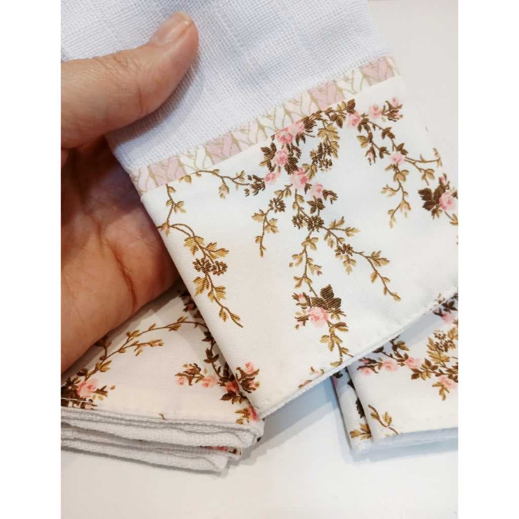 Kit com 3 Fraldinhas de Boca | 100% Algodão com saquinho presenteável  35cm x 30cm Maria Vitória Baby