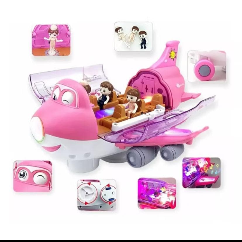Avião Maluco Infantil Gira 360° Bate e Volta Com Bonecas e Luzes
