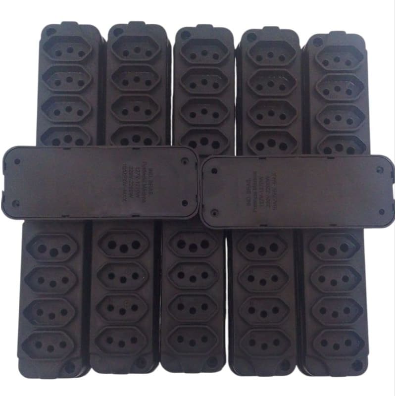 TOMADA EM BARRA KIT COM 15 UNIDADES 4 CAVIDADES 10A E 20A COR PTO BIVOLT .