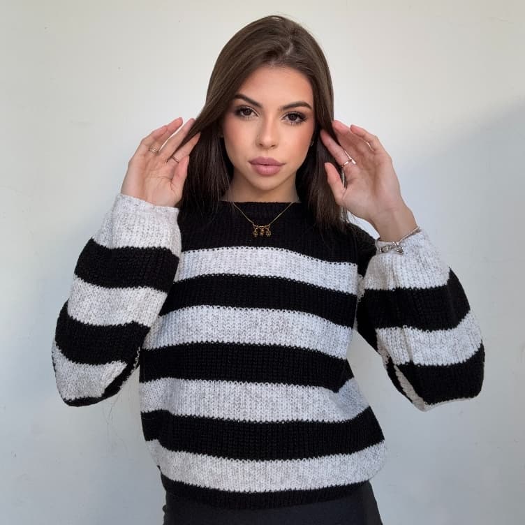 Blusa Feminina Listrada Tricot Fio Mousse | Conforto e Estilo | Outono Inverno Casual