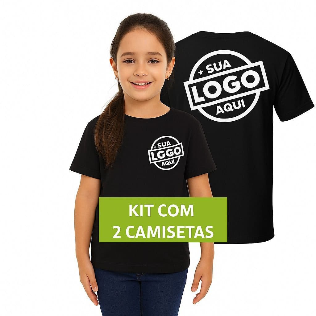 KIT 2 Camisetas INFANTIL Personalizadas com Sua Logo ou Estampa Preferida - 100% Algodão