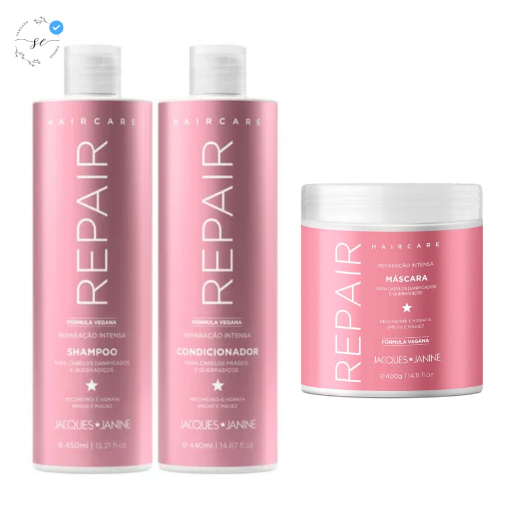 Shampoo Cabelos Quebradiços e Condicionador Repair Jacques Janine Hair Care Reconstrução