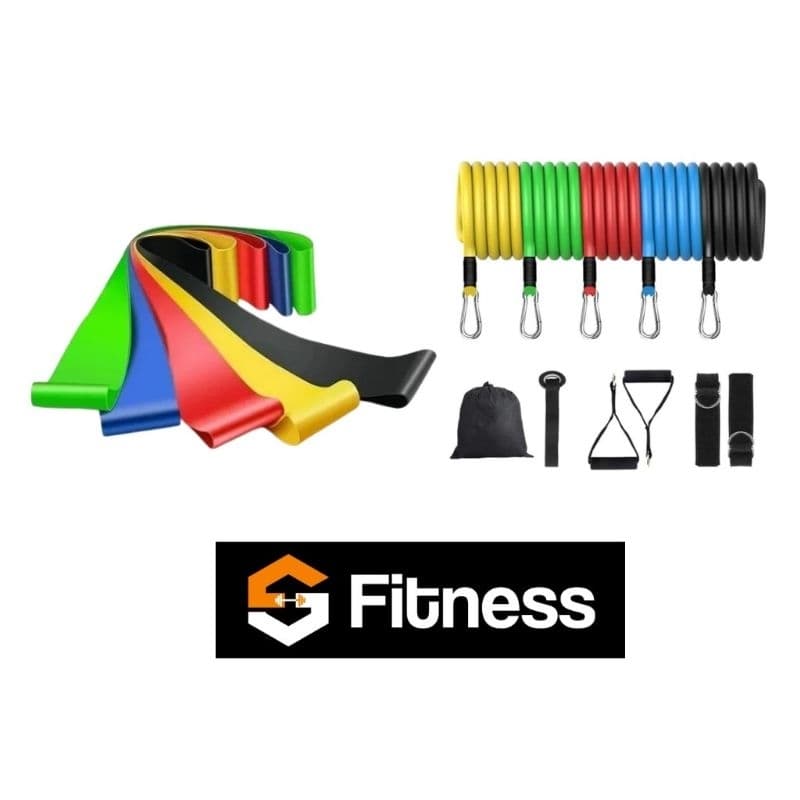 Kit 5 Elasticos +Extensores Tubing Fitness Exercicios Em Casa Funcional Esportes -GSFITNESS