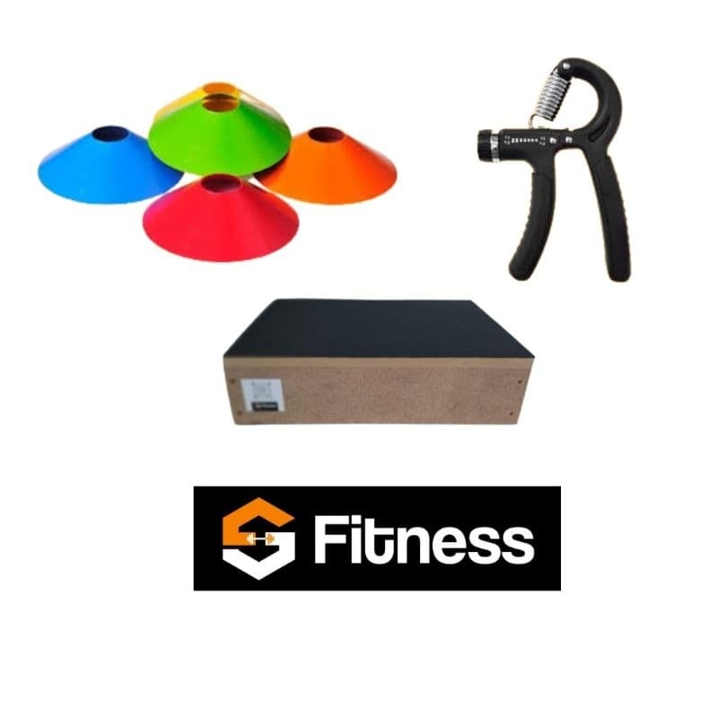 KIT TREINO FUNCIONAL – STEP MADEIRA + CHAPÉU CHINÊS + HAND GRIP