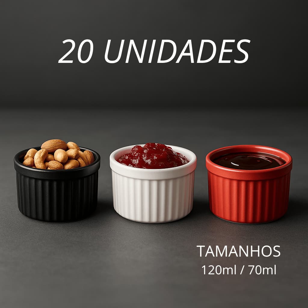 Kit 20 Ramekin NAWO Canelado Ramequim Melamina Molho Buffet Plástico Molheira petisqueira Ramecan
