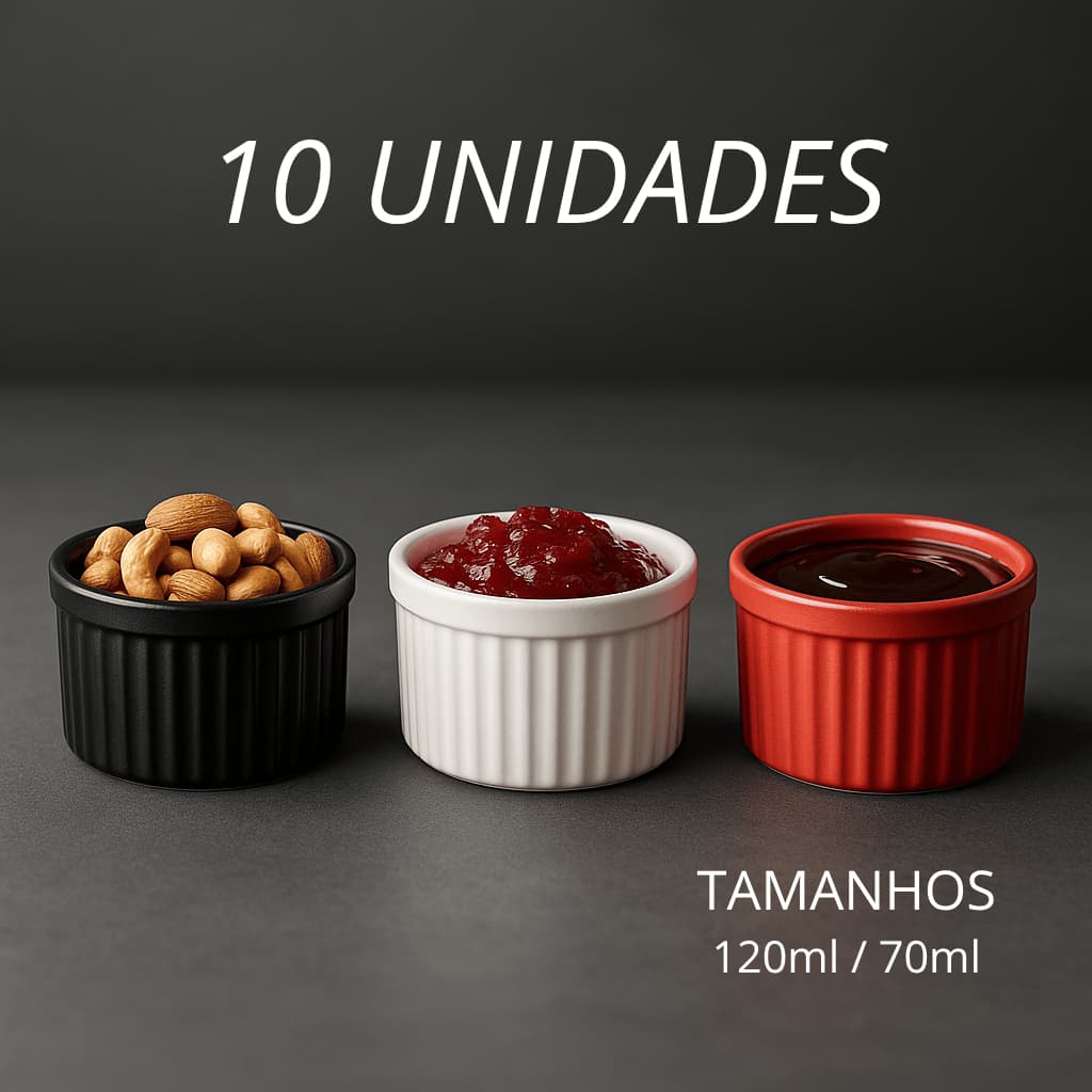 Kit 10 Ramekin NAWO Canelado Ramequim Melamina Molho Buffet Plástico Molheira petisqueira Ramecan