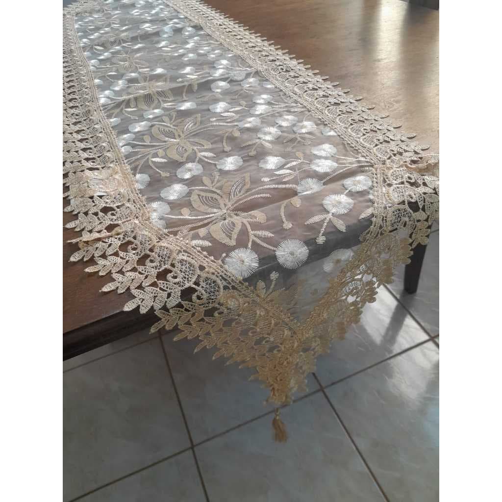 CAMINHO DE MESA Trilho Bordado Grande Com GUIPIR 2,20 MTRS Renda Luxo Decoração Sala e Cozinha