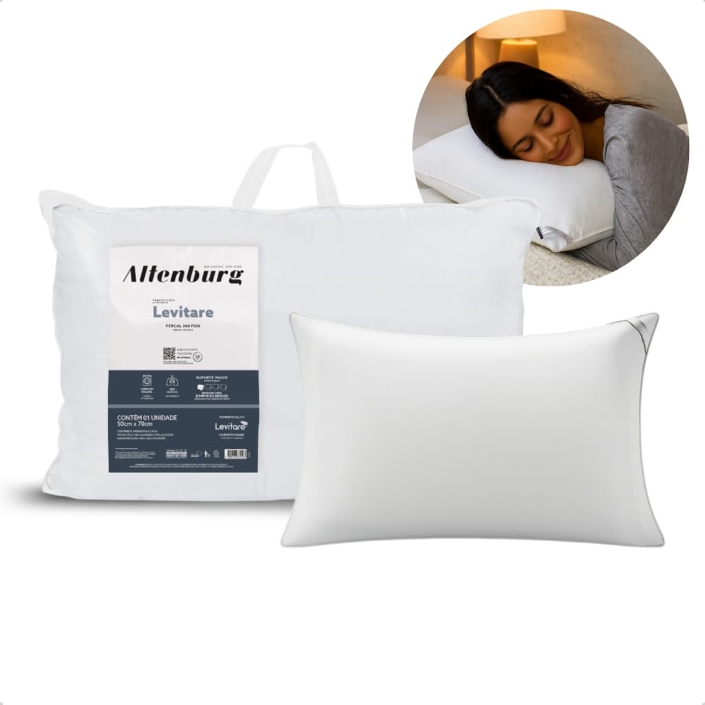 Travesseiro Altenburg Levitare 200 Fios Suporte Macio 50x70cm Pra Quem Dorme de Bruços 100% Algodão