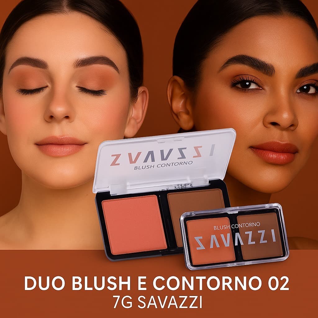 Duo Blush e Contorno 7g Savazzi Makeup Cores  Versáteis Perfeitas Para Maquiagens