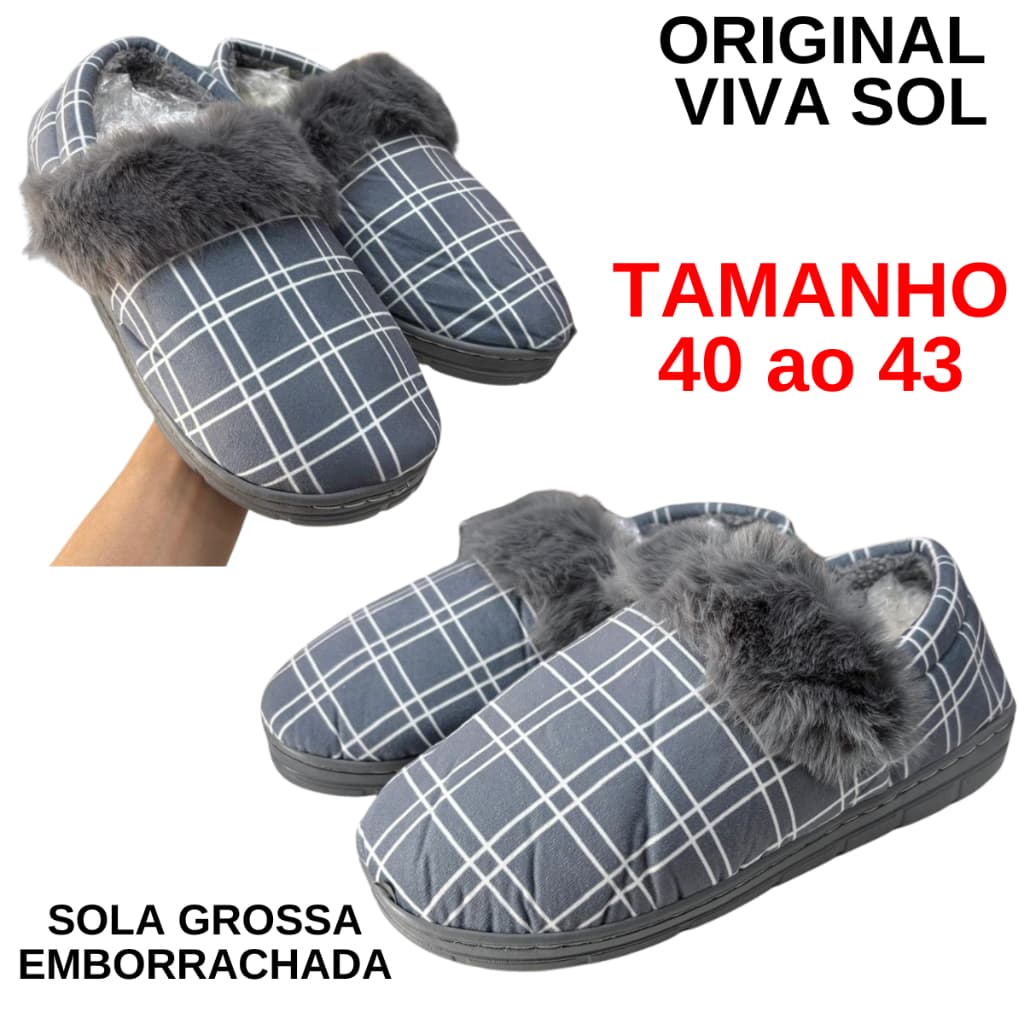 Pantufa Inverno Bota Felpuda Sola Antiderrapante Azul Unissex Chinelo de Quarto Tamanho 40 ao 43 Adulto
