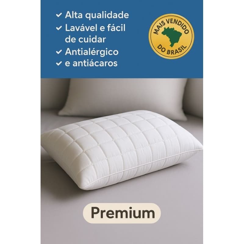 Kit com 4 Travesseiros Premium – Alto, Antialérgico, Antibacteriano e Confortável