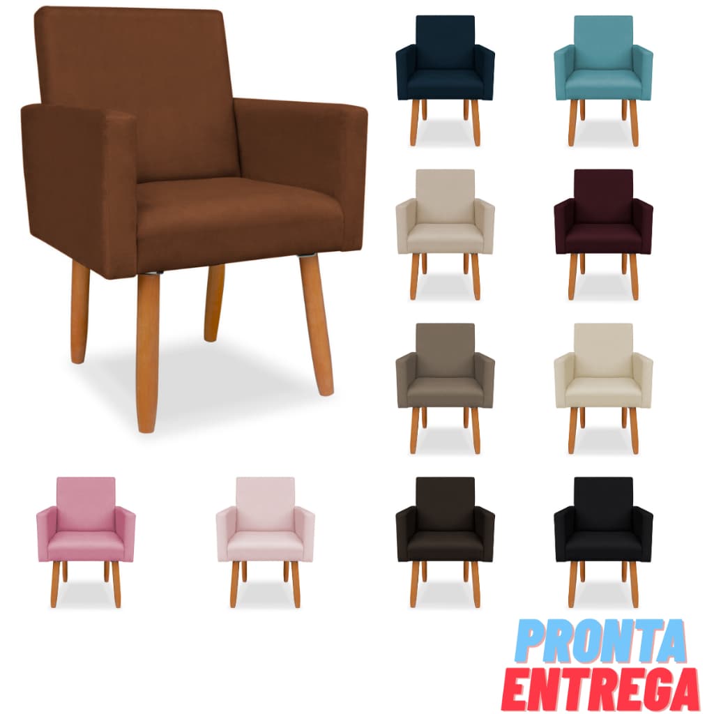 Poltrona para Salão de Beleza Nina Pés Palito Suede