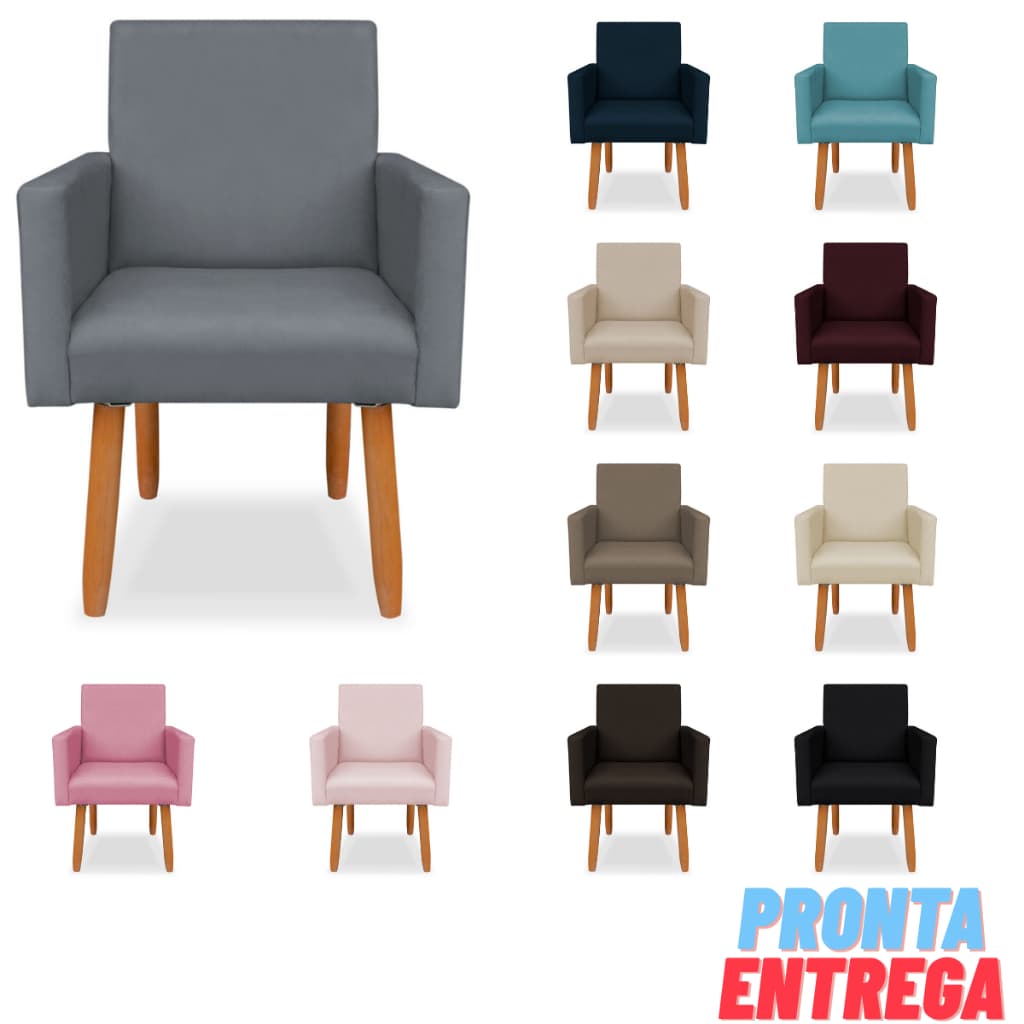 Poltrona Cadeira Nina Deluxe Pé Palito Suede Premium