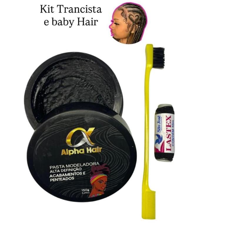 KIT PARA TRANCISTA  POMADA MODELADORA  INCOLOR 150G LASTEX E ESCOVINHA BABY HAIR