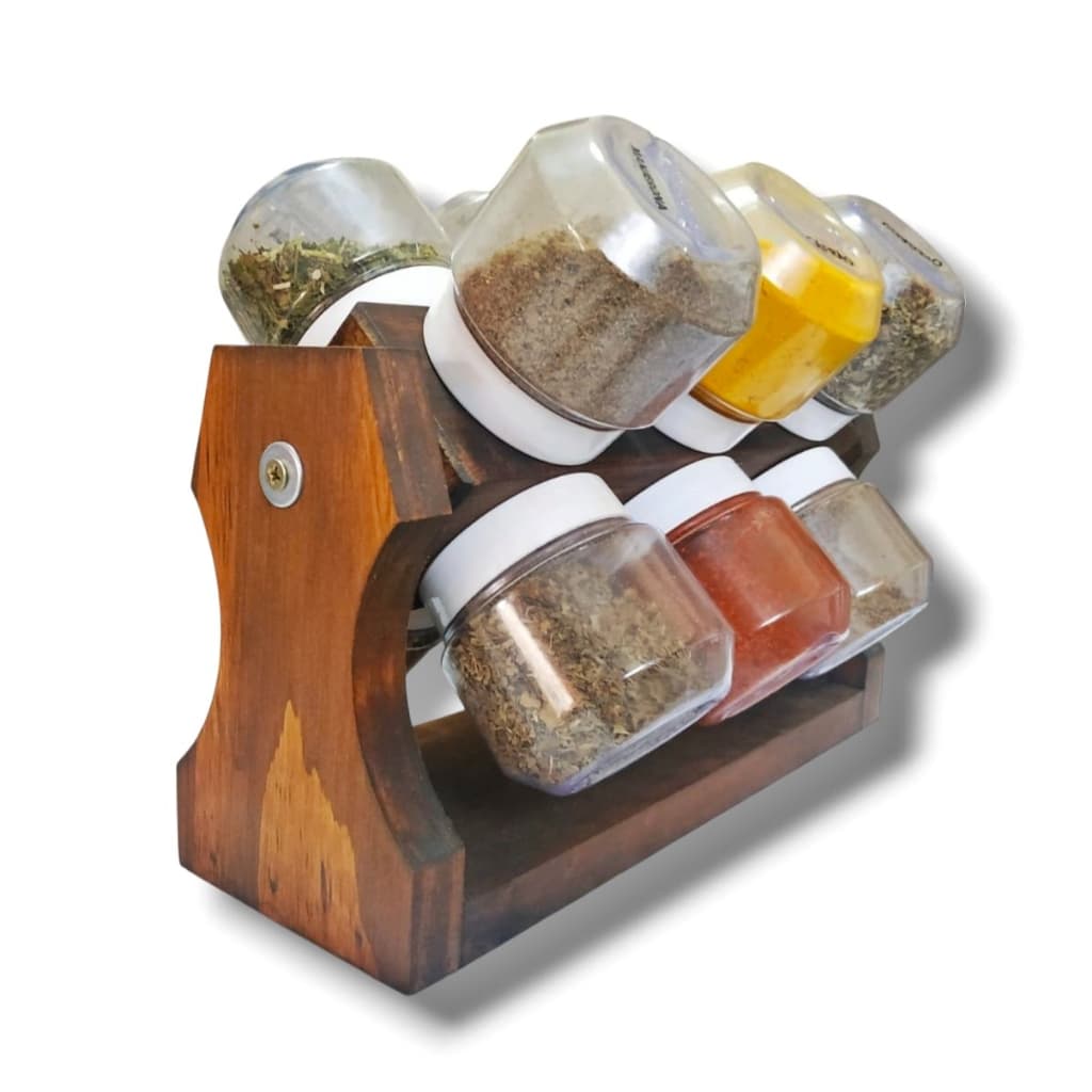 / Art & Lar Artesanatos / Suporte de Madeira Porta Temperos Giratório