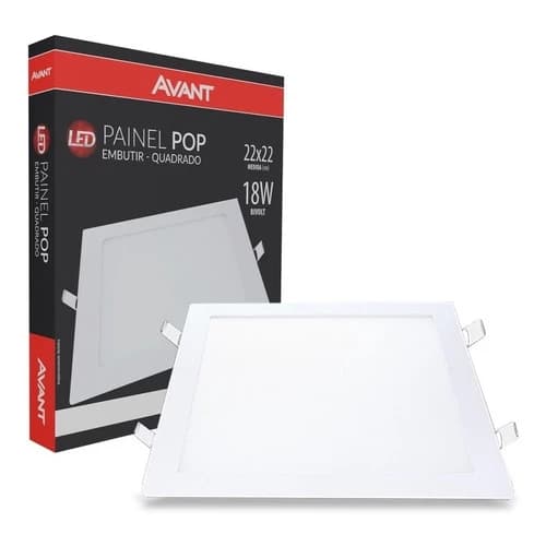 Painel Plafon Led Luminária Embutir Quadrado 6w 12w 18w 24w 6500K 4000K 3000K Avant
