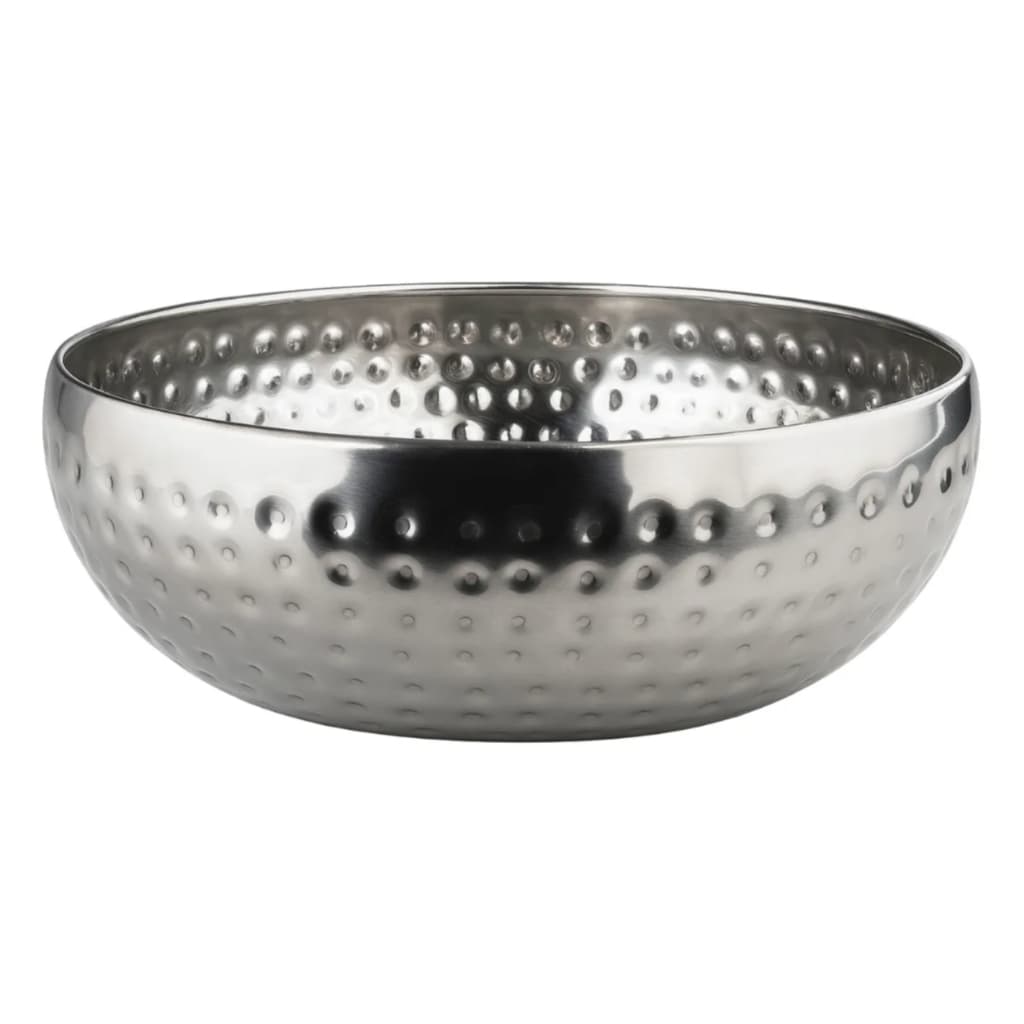 Saladeira Bowl Inox Martelado Retro Redondo Tigela Tuut 25cm Fruteira Centro de Mesa Vaso