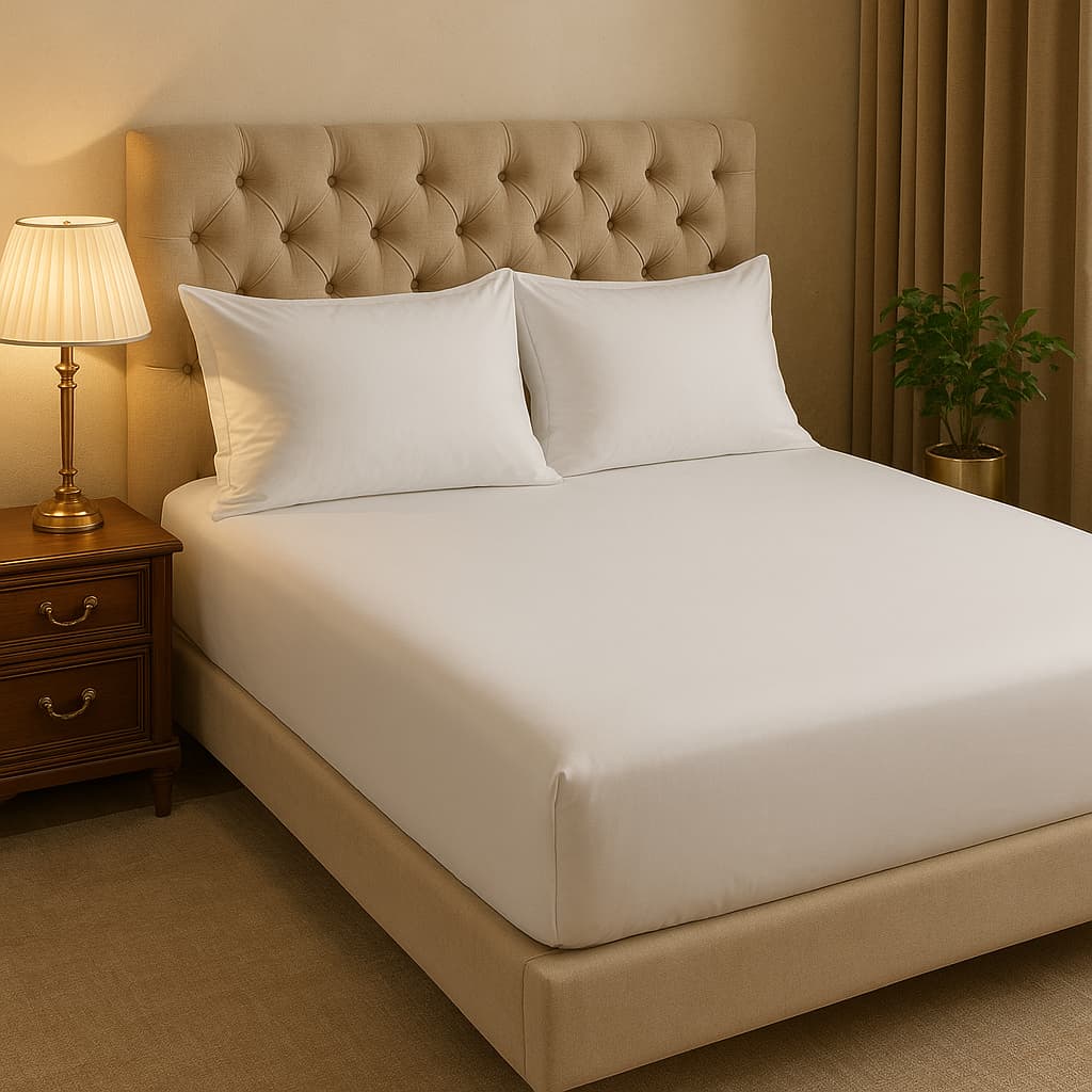 Jogo de Cama Queen 3 Peças 400 Fios Micropercal – Lençol com Elástico + 2 Fronhas Padrao Hotel