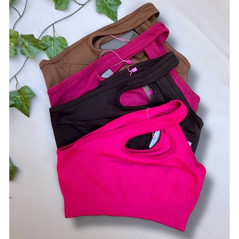 conjunto modelador cintura alta  canelado top assimétrico importado academia fitness