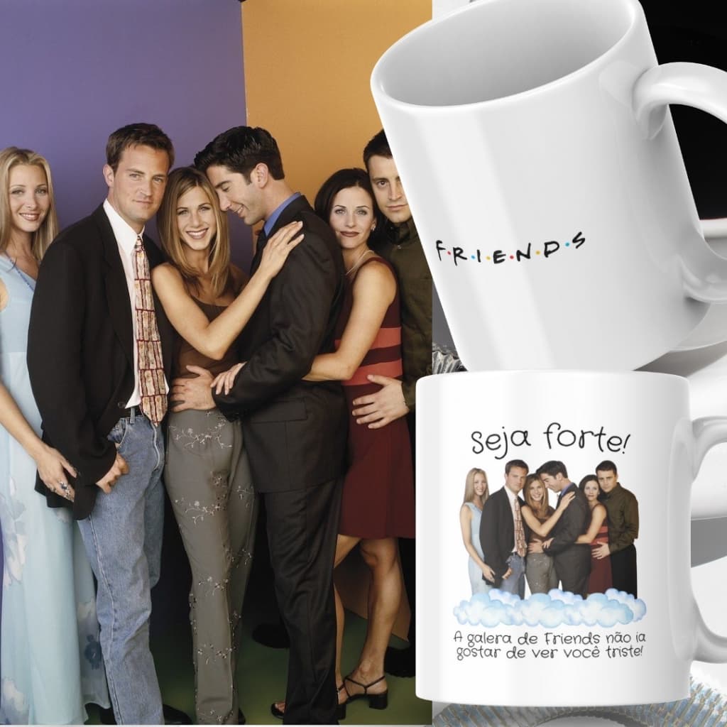 Caneca Xicara Porcelana 325ml Seja Forte Friends Personalizada Presente Decoração Casa