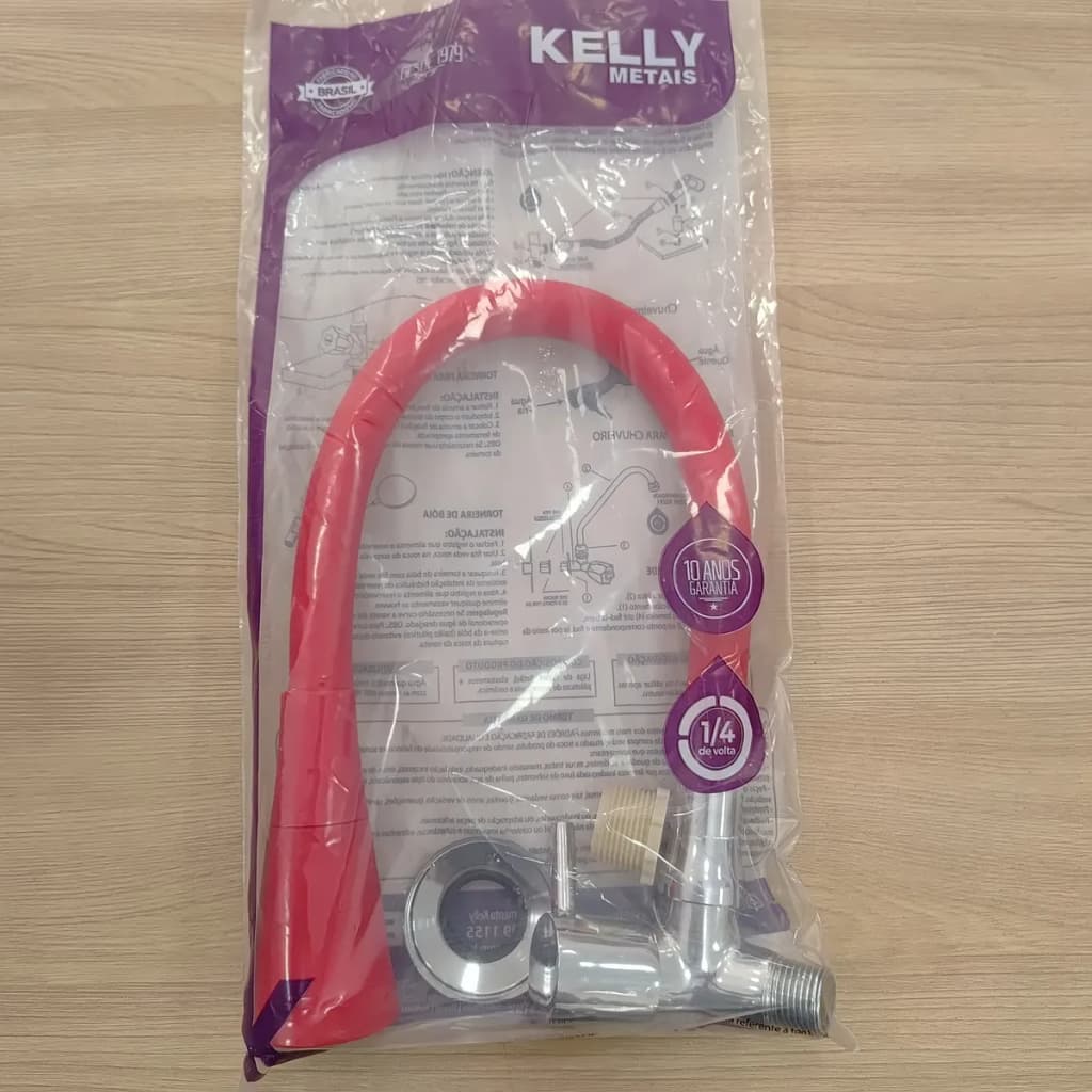 TORNEIRA PAREDE COZINHA FLEX VERMELHA DUPLO JATO KELLY