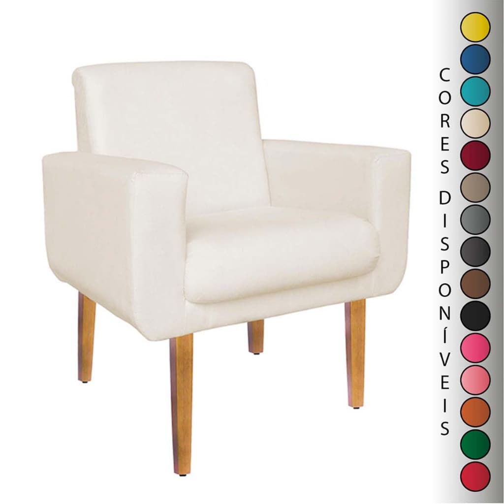 Poltrona Annita para Sala Decorativa Pés Trapézio Suede Aninha Decor