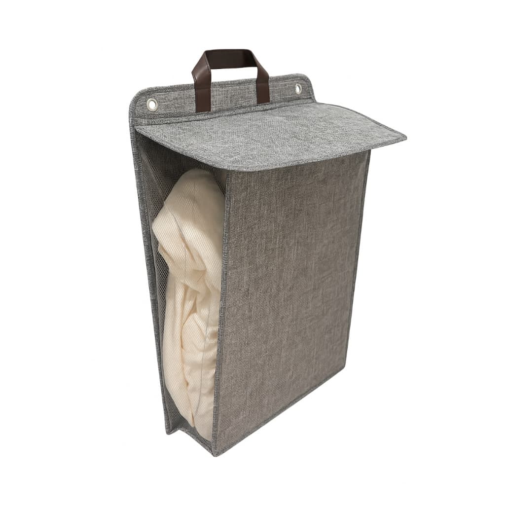 Cesto Organizador Multiuso de Parede Ideal Para Roupas Lavanderia Quarto Banheiro Com Tampa E Fixadores