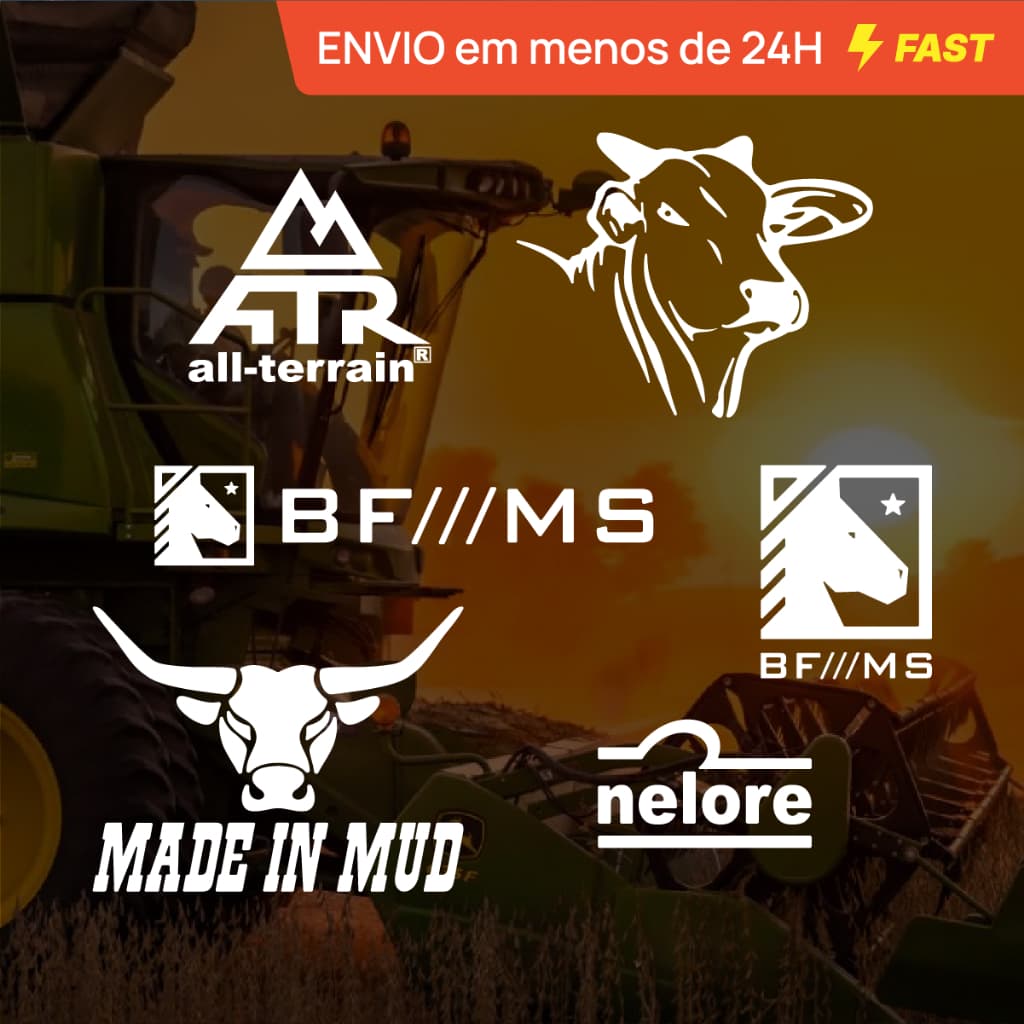 Adesivo Agro Nelore BF///MS All Terrain ATR Made In Mud Roça Gado Boi