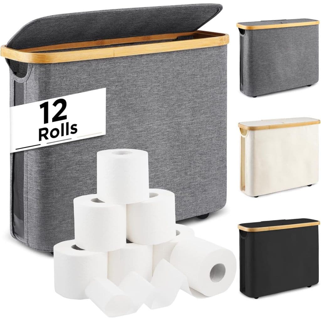 Cesto De Papel Higiênico Para Banheiro Suporta 12 Unidades Com Tampa Cesta Armazenamento Multiuso