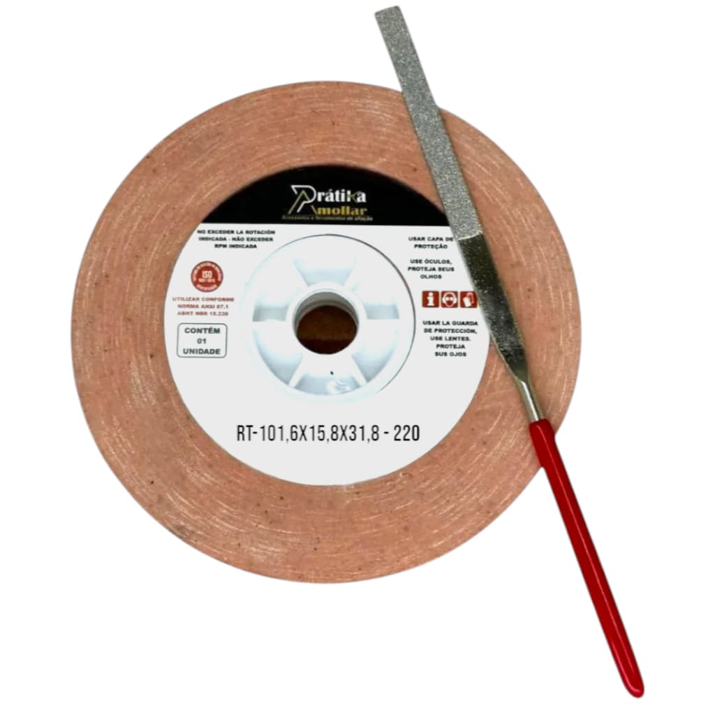 Pedra Rebolo Reto Para Afiação - 4 Polegadas Grão 400 com Lima Diamantada de brinde + bucha grátis