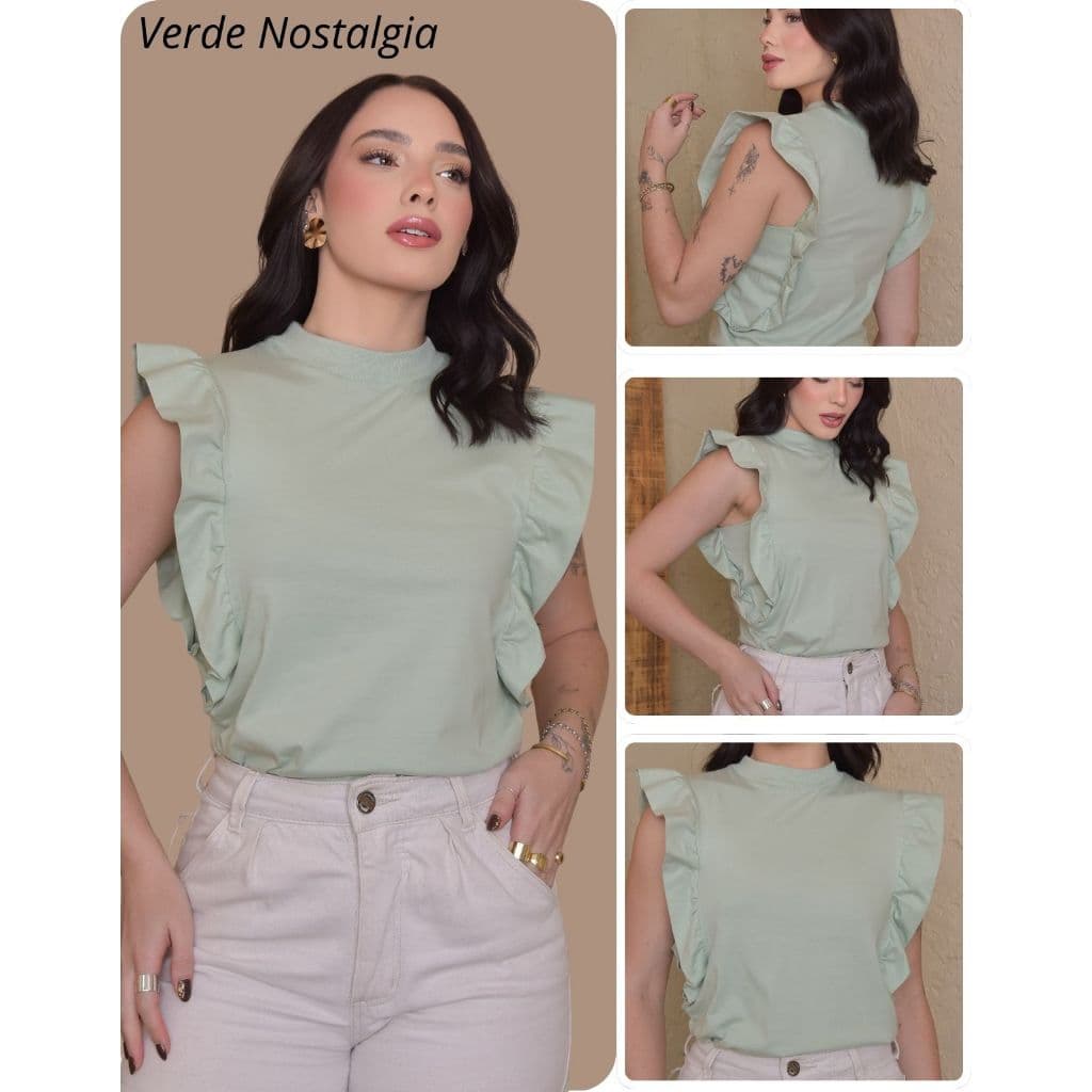 Blusa feminina cavada fresquinha lisa elegante trabalho casual e look estilosa para dias mais quente