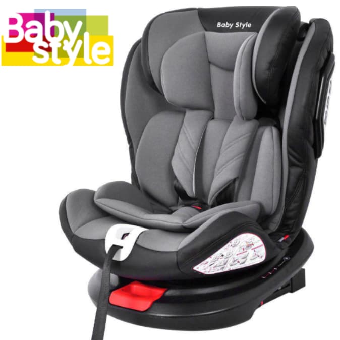 Cadeira Cadeirinha de Bebê Auto 0 a 36kg com Rotação Cinza Isofix para Carro Baby Style