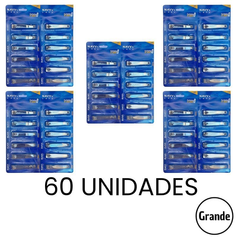 Kit 60 Cortador De Unha Grande 8cm Aço Inox Com Lixa Interna Manicure Pedicure