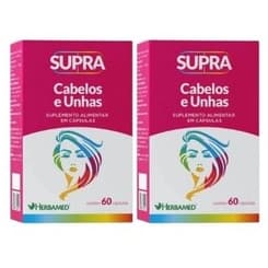 Kit 2 Supra Cabelos e Unhas Suplemento Alimentar 60 Cápsulas Herbamed