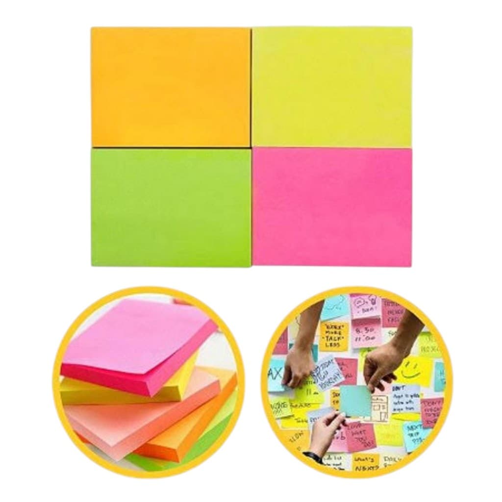 Bloco de Anotação Recado 76x76mm Post It Adesivo Nota Adesiva Colorido Diversas Quantidades