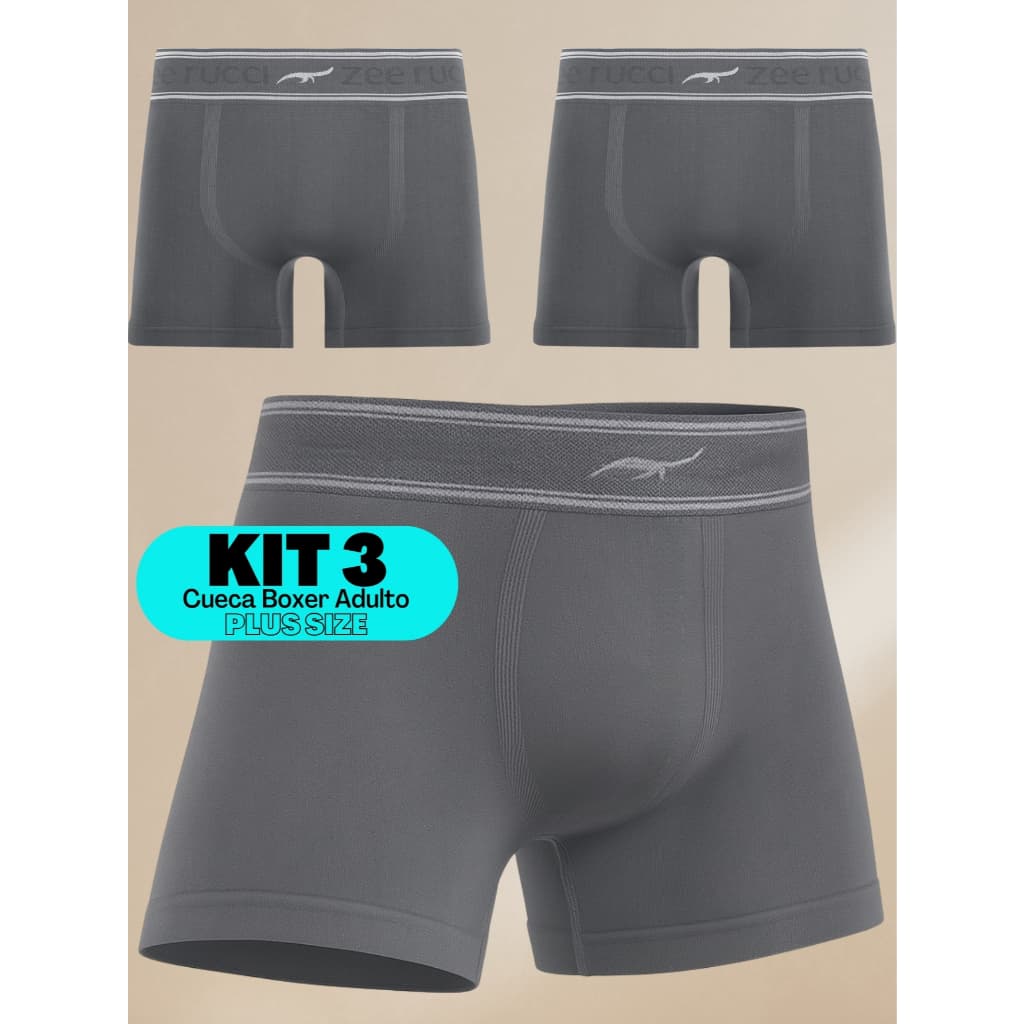 Kit 3 Cuecas De Tecido Macio Microfibra Boxer Plus Size Premium Sem Costuras Zee Rucci