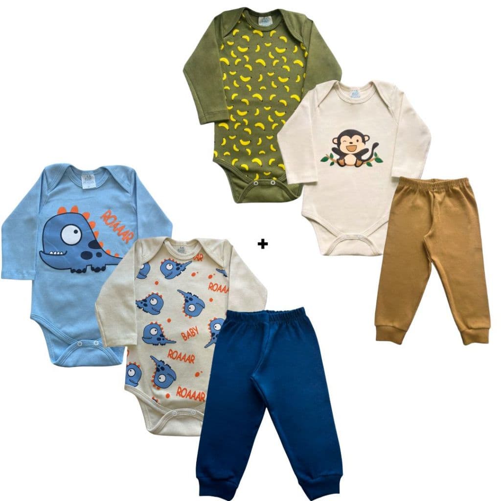Kit body Bebê 6 peças conjunto bebê Roupa de Bebês Algodão Menino Enxoval