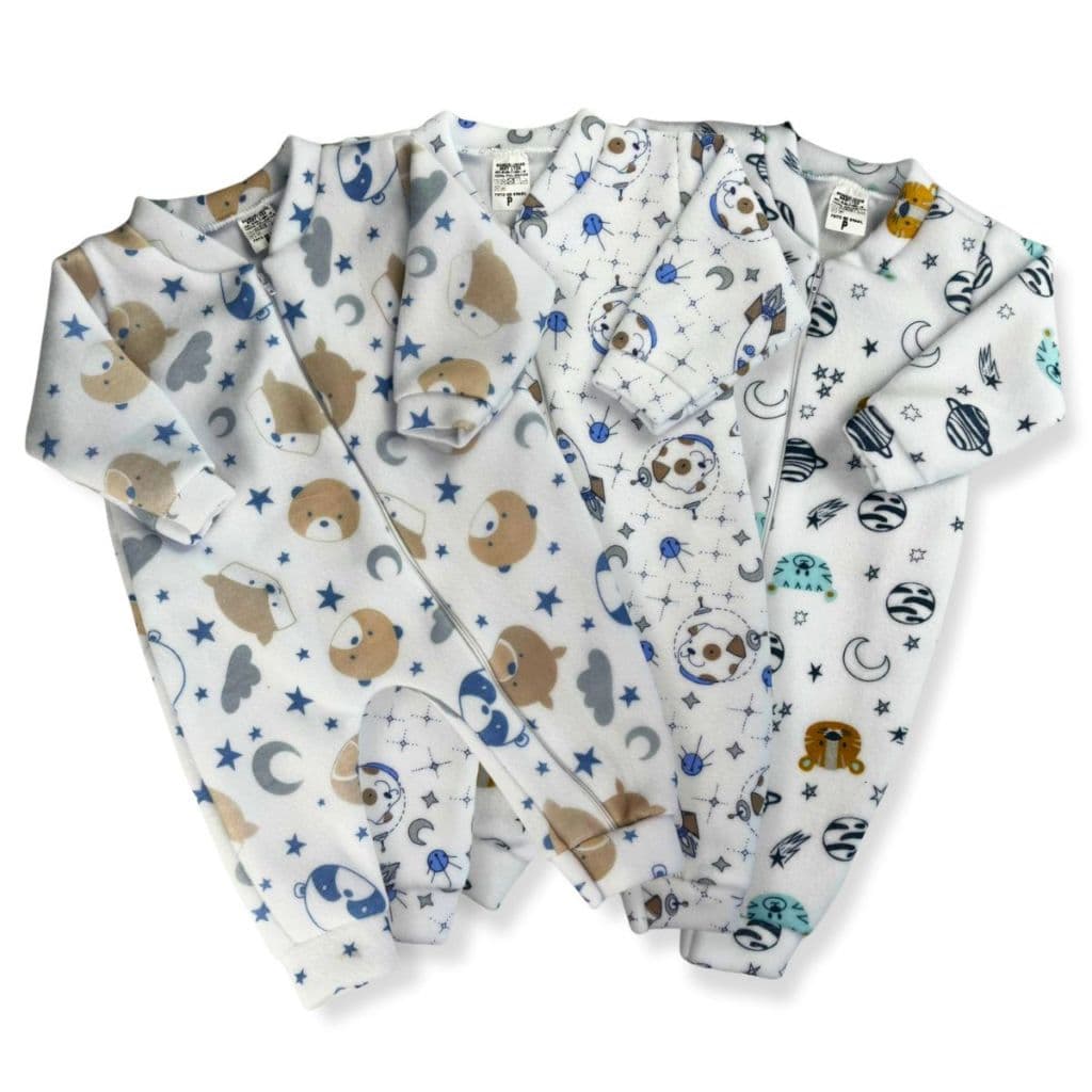 Macacão de Bebê com Zíper - Soft Estampado | Tamanhos P ao 3 | Conforto e Estilo para os Pequenos