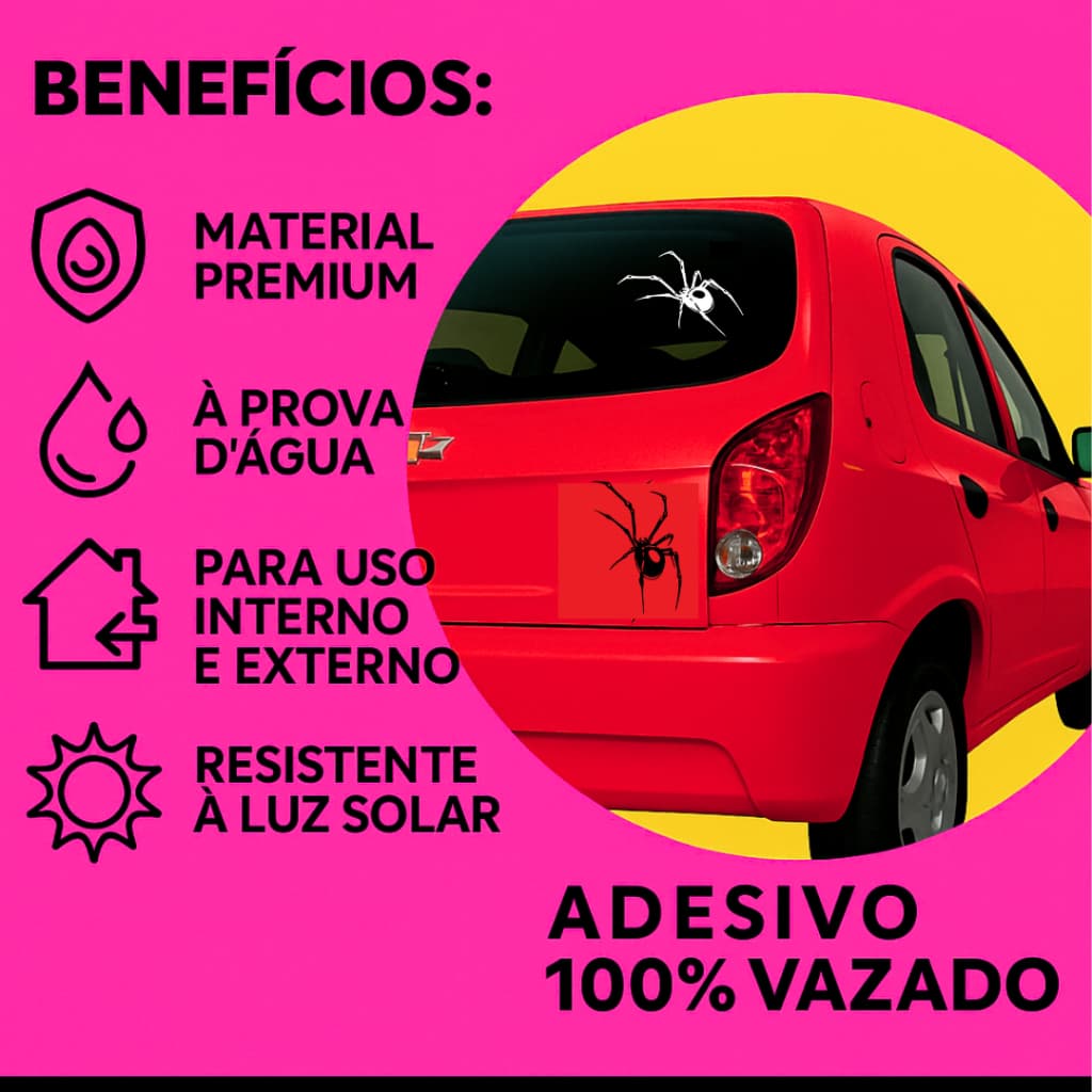 Adesivo Aranha Viuva Negra 16x8 Cm Carro Moto Parede 03104