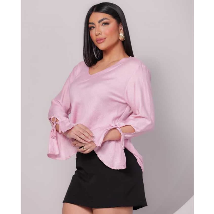 Blusa elegante moderna estilosa decote V evangélica, trabalho, passeio.
