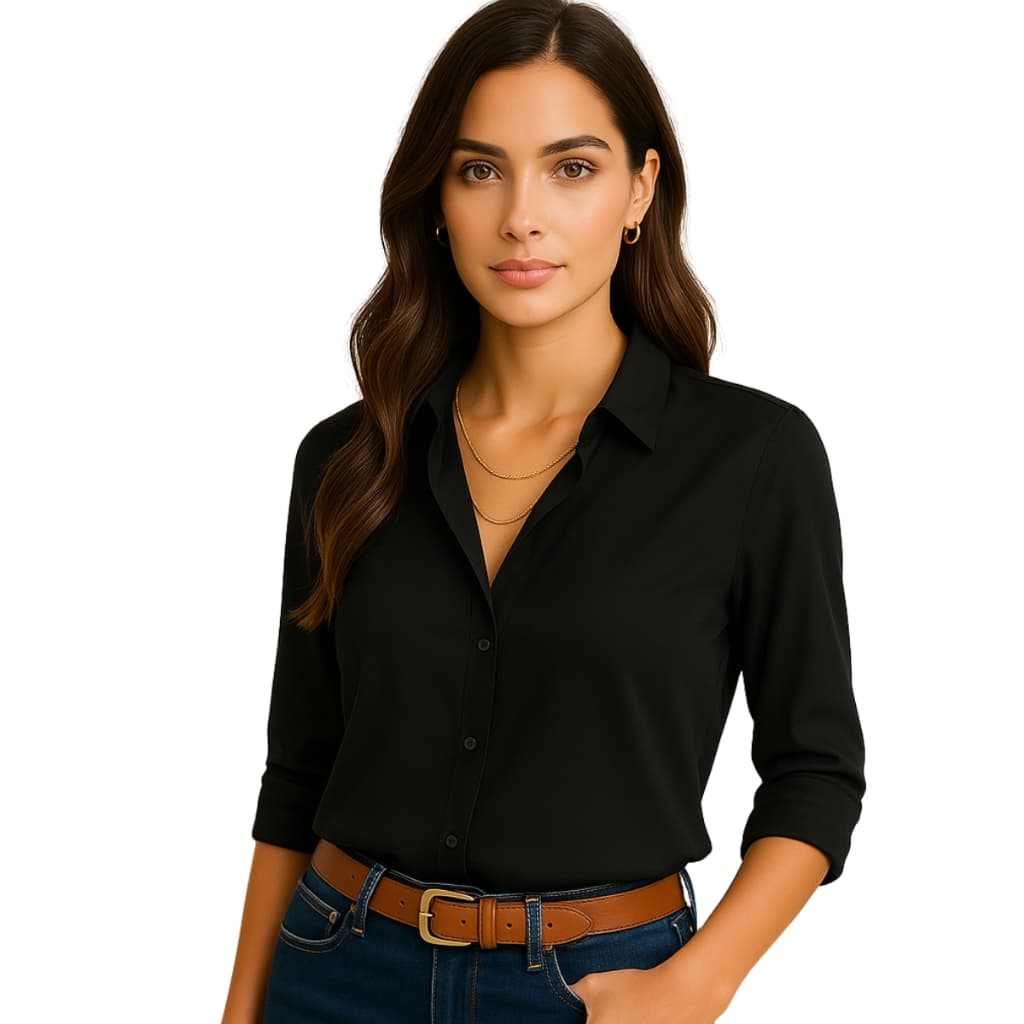 Camisa Social Feminina Com Botão Confortável Manga Longa Elegante Casual