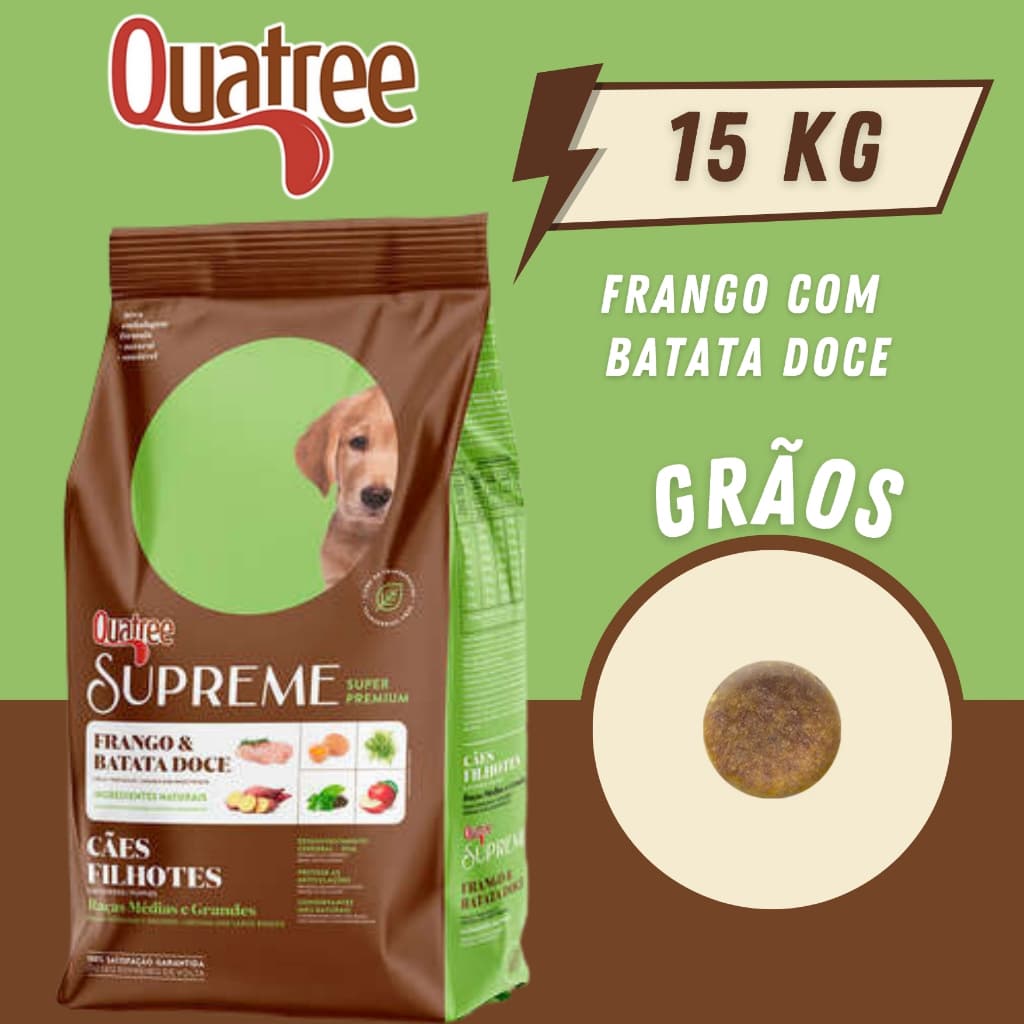 Ração Quatree Supreme Filhote Raças medias e grandes 15Kg