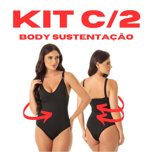 Kit 2 Body Feminino Modelador Seca Barriga Alça Reforçada Com Compressão Sem Bojo Conforto Plus